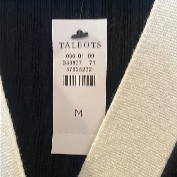 Talbots Black and Ivory Sleeveless V-Neck Midi Summer Dress - Picture 2 of 6